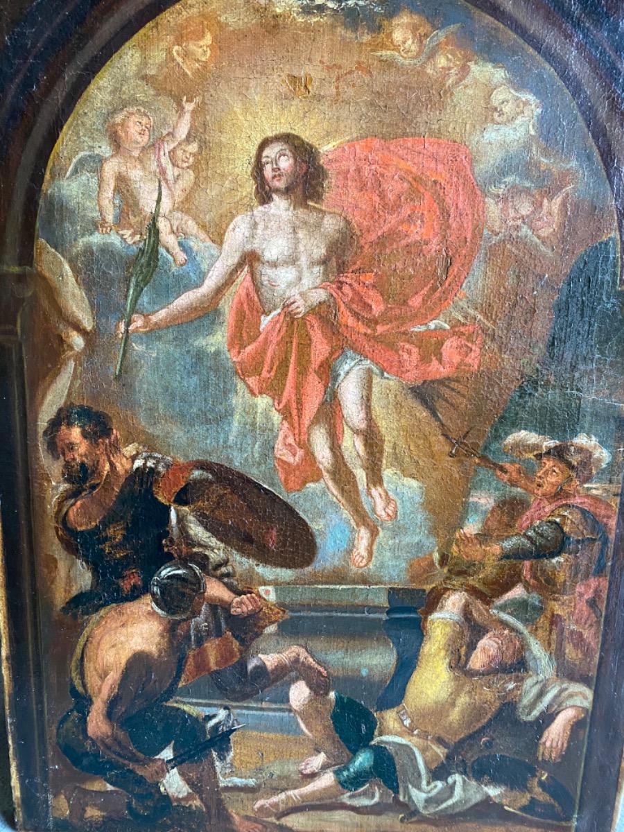 16th/17th century oil painting on canvas The Resurrection of Christ Flemish School 