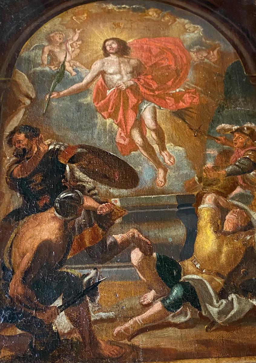16th/17th century oil painting on canvas The Resurrection of Christ Flemish School 