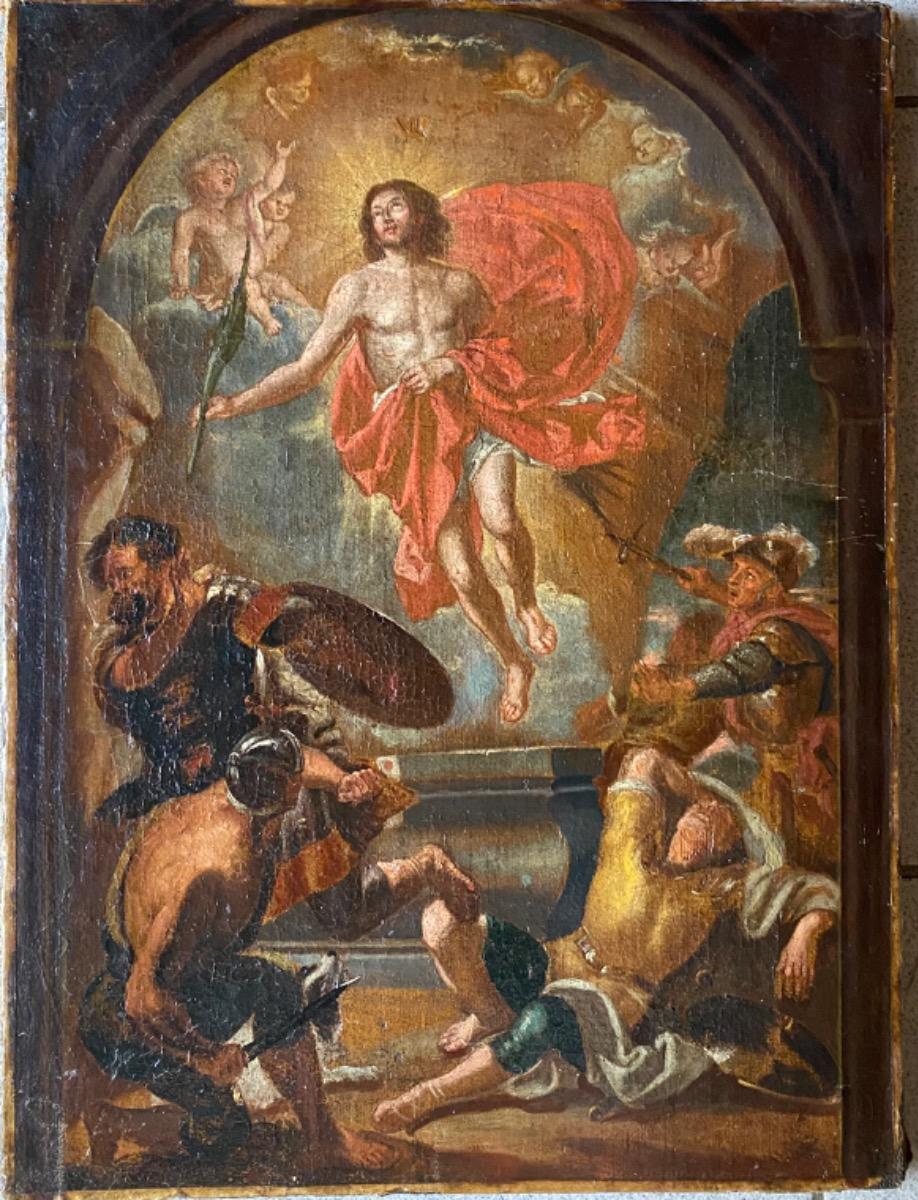 16th/17th century oil painting on canvas The Resurrection of Christ Flemish School 