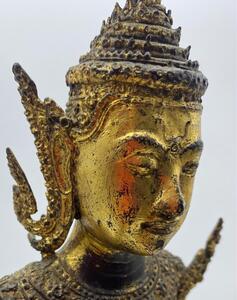 Antique 55 cm bronze gilded Monday Buddha statue Thailand 