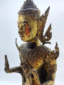 Antique 55 cm bronze gilded Monday Buddha statue Thailand 