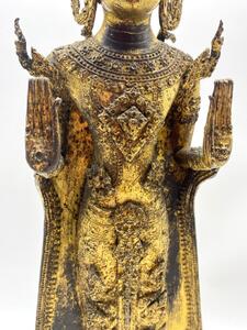 Antique 55 cm bronze gilded Monday Buddha statue Thailand 