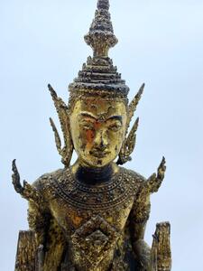 Antique 55 cm bronze gilded Monday Buddha statue Thailand 