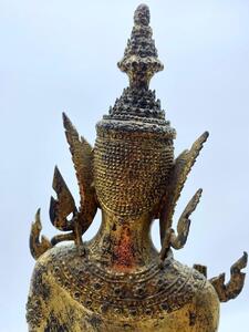 Antique 55 cm bronze gilded Monday Buddha statue Thailand 