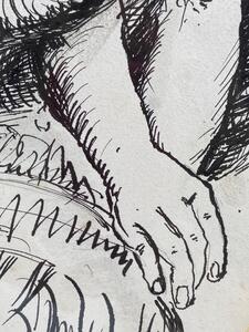 1925 ink drawing of a seated woman signed Marcel Gromaire 