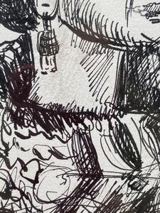 1925 ink drawing of a seated woman signed Marcel Gromaire 