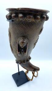 Rare DRC drinking horn from the Luba people. 