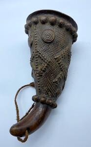 Rare DRC drinking horn from the Luba people. 