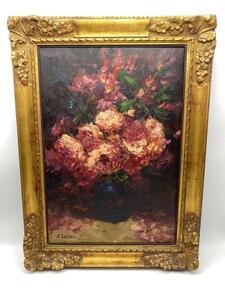 Alfred Bastien painting of a flower bouquet 