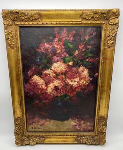 Alfred Bastien painting of a flower bouquet 