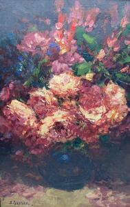 Alfred Bastien painting of a flower bouquet 