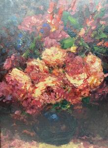 Alfred Bastien painting of a flower bouquet 