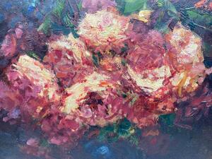 Alfred Bastien painting of a flower bouquet 