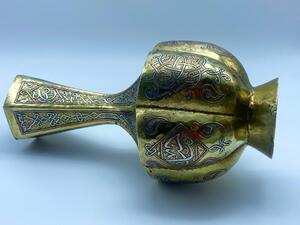 Antique Islamic Syrian silver inlaid brass Mamluk vase 