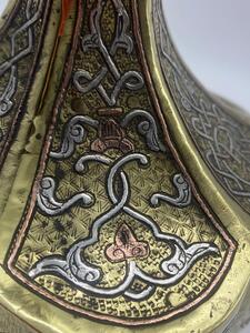 Antique Islamic Syrian silver inlaid brass Mamluk vase 