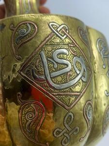 Antique Islamic Syrian silver inlaid brass Mamluk vase 