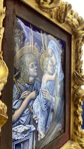 Antique Limoges enamel paint copper plaque 