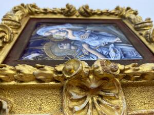 Antique Limoges enamel paint copper plaque 