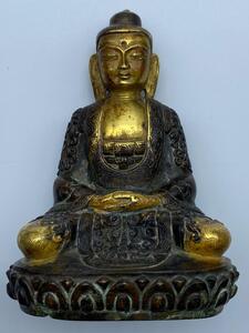 Antique Nepalese gilt bronze Buddha Amitabha 