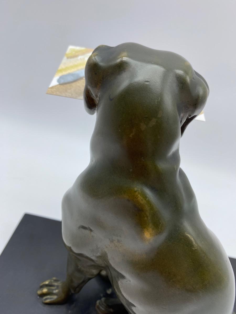 Antique 1900 bronze dog statue calling cart letter holder with moveable jaw