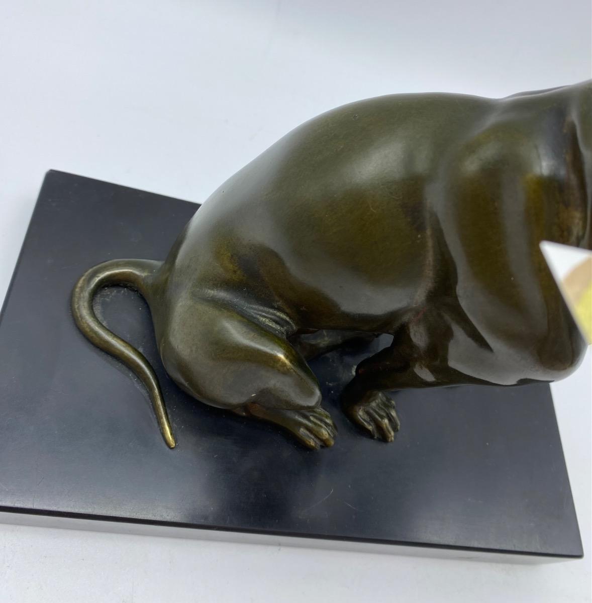 Antique 1900 bronze dog statue calling cart letter holder with moveable jaw