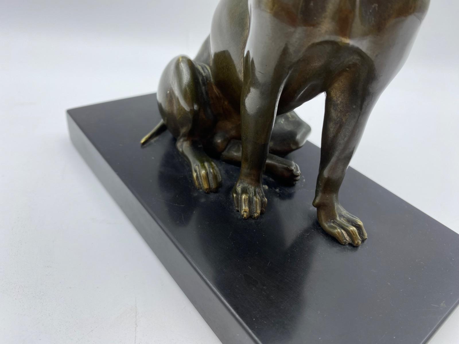 Antique 1900 bronze dog statue calling cart letter holder with moveable jaw