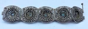 Antique 900 silver filigree ethnic pin bracelet 
