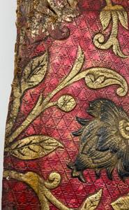9 antique Spanish embossed gold leather seat covers 