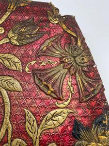 9 antique Spanish embossed gold leather seat covers 