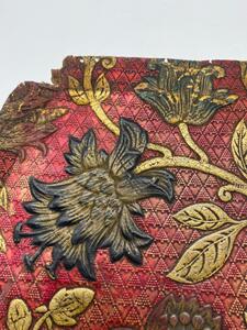 9 antique Spanish embossed gold leather seat covers 
