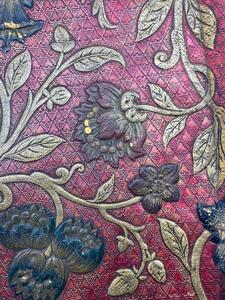 9 antique Spanish embossed gold leather seat covers 