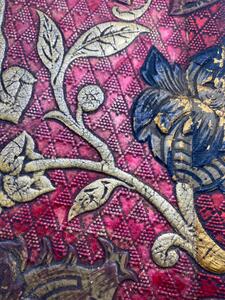 9 antique Spanish embossed gold leather seat covers 