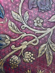 9 antique Spanish embossed gold leather seat covers 