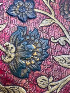 9 antique Spanish embossed gold leather seat covers 