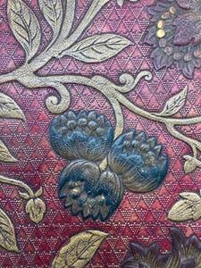9 antique Spanish embossed gold leather seat covers 