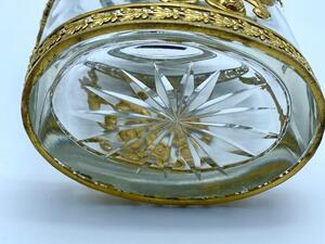 Large antique French Empire cut crystal and bronze gilded perfume bottle 