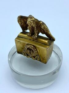 Large antique French Empire cut crystal and bronze gilded perfume bottle 