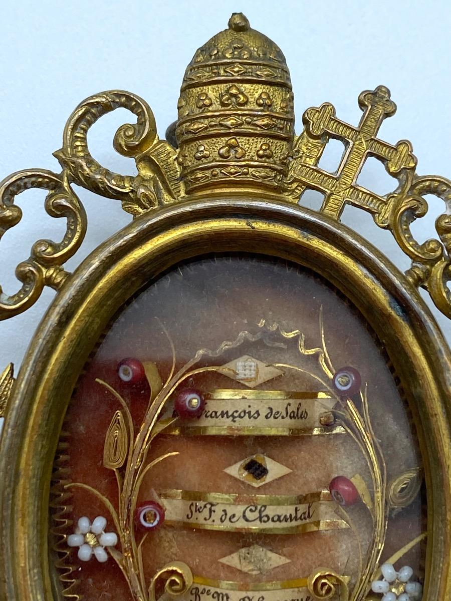 Antique 19th century Papal Vatican reliquary Saint Francois de Sales seal intact 