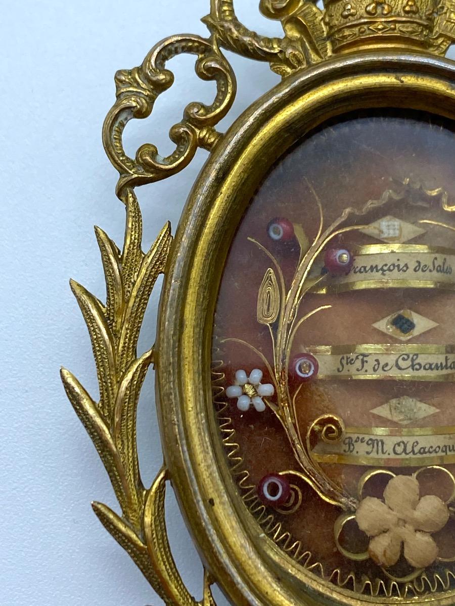 Antique 19th century Papal Vatican reliquary Saint Francois de Sales seal intact 