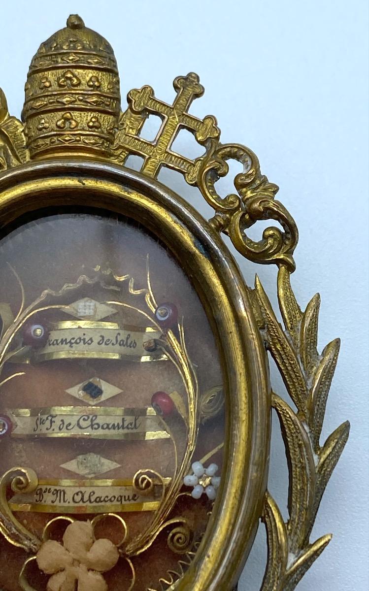 Antique 19th century Papal Vatican reliquary Saint Francois de Sales seal intact 