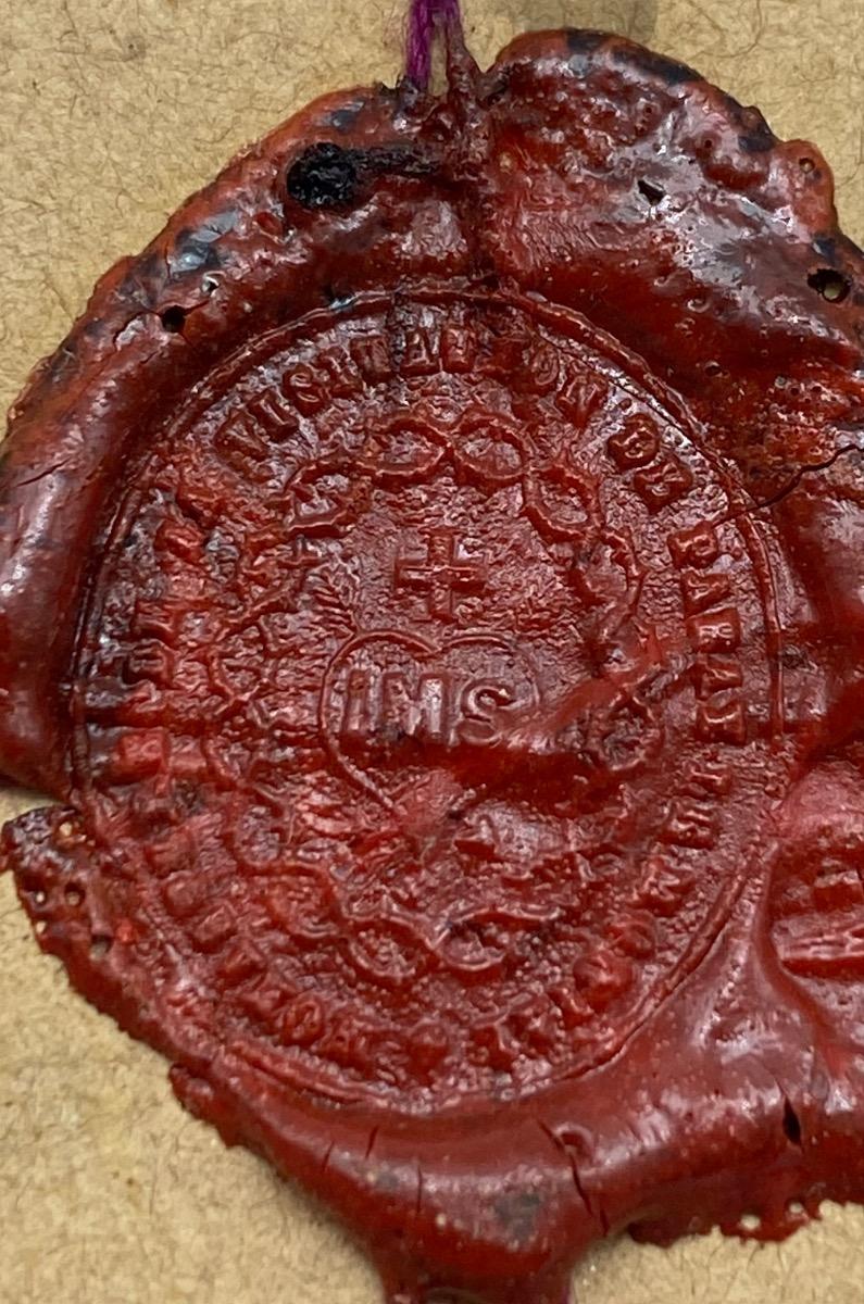 Antique 19th century Papal Vatican reliquary Saint Francois de Sales seal intact 