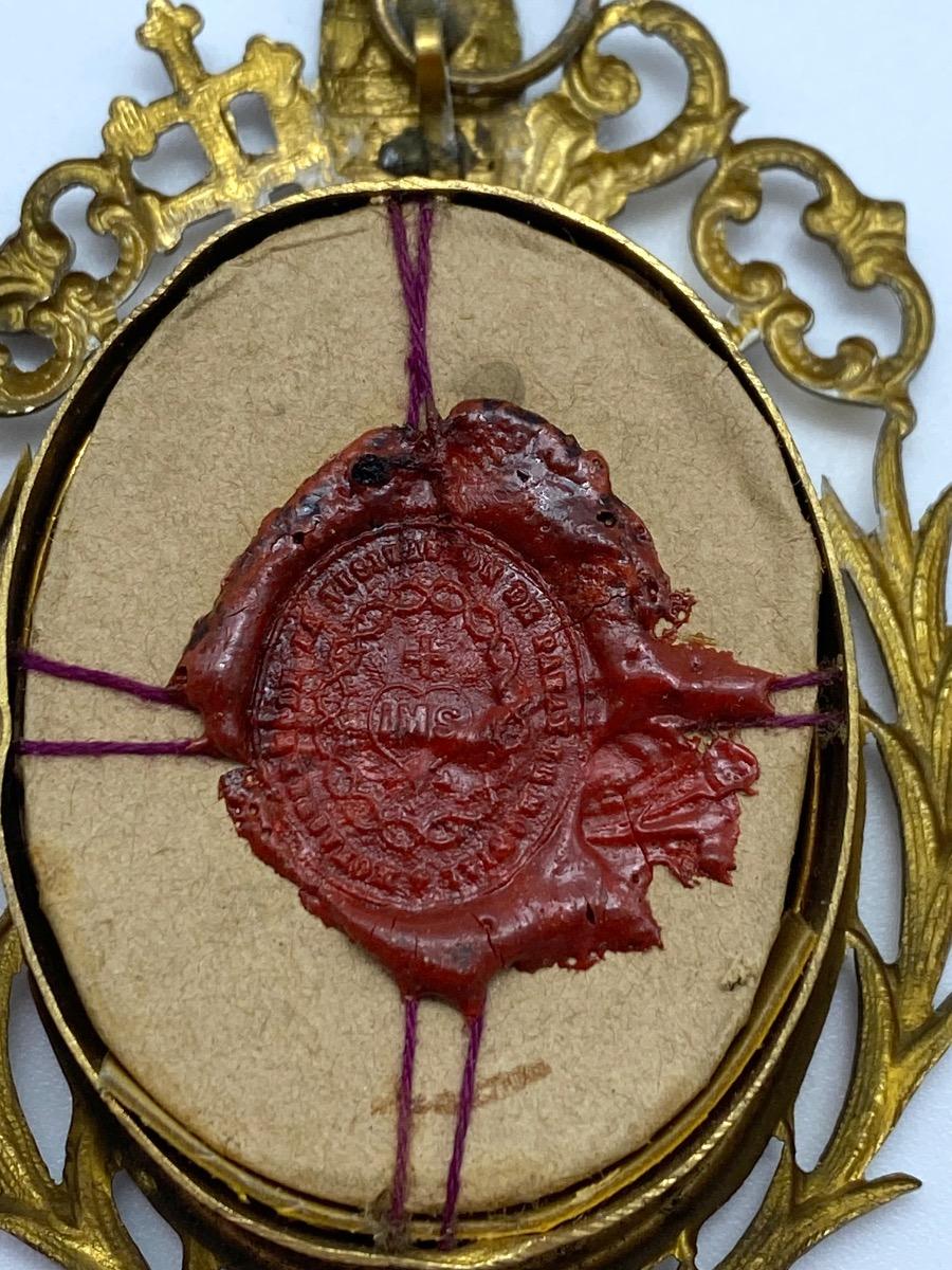 Antique 19th century Papal Vatican reliquary Saint Francois de Sales seal intact 