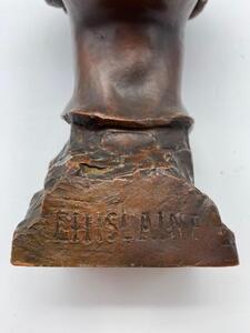 Antique Art Deco terracotta statue bust of a young woman 