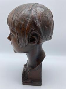 Antique Art Deco terracotta statue bust of a young woman 