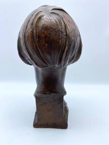 Antique Art Deco terracotta statue bust of a young woman 