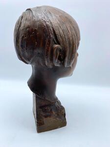 Antique Art Deco terracotta statue bust of a young woman 