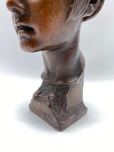 Antique Art Deco terracotta statue bust of a young woman 