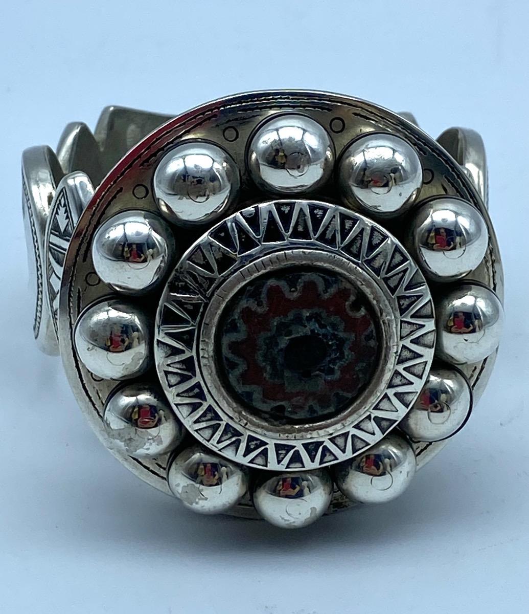 Antique Berber Moroccan Tuareg silver chevron bracelet 