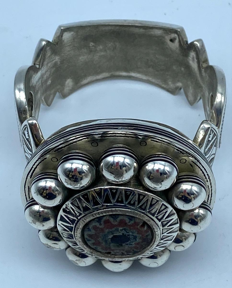 Antique Berber Moroccan Tuareg silver chevron bracelet 