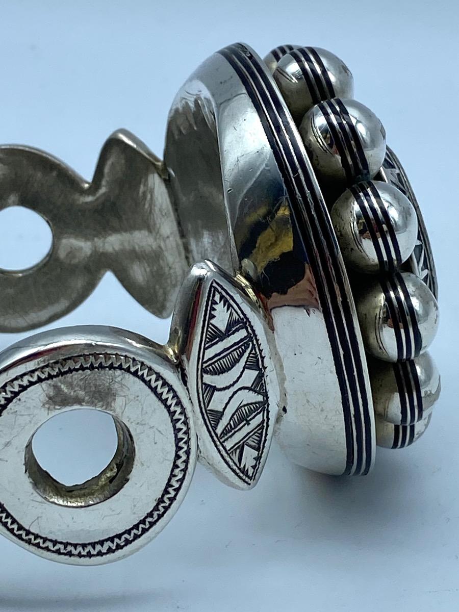 Antique Berber Moroccan Tuareg silver chevron bracelet 
